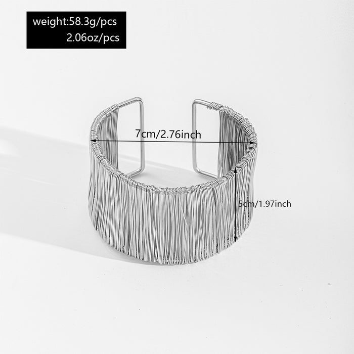 Wholesale Jewelry Fashion Alloy Brushed Bracelet Personalized Versatile Irregular Wide Face Open Bracelet