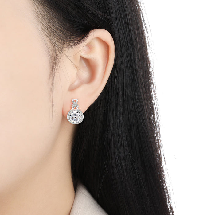 Wholesale Original Design: Light Luxury Waterdrop Set for Women with a High Grade Feeling, Gourd Round Bag Earrings