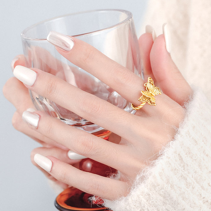 Wholesale Vintage butterfly ring, niche design, exquisite index finger ring, unique temperament, high-end feel, tail ring
