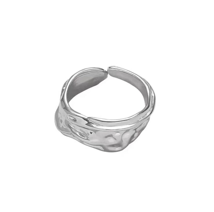 Wholesale Titanium Steel Liquid Irregular Pleated Couple Rings JDC-RS-YFY005