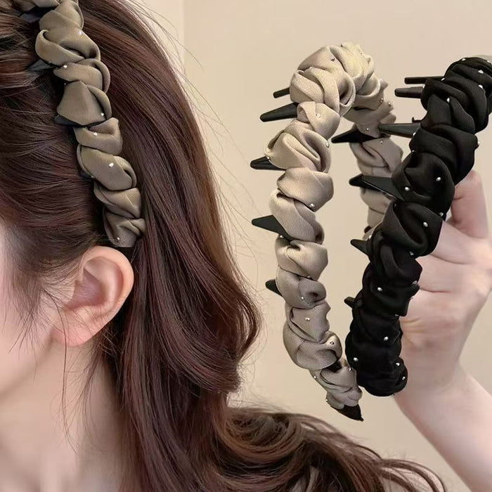 Wholesale High forehead headband with teeth wavy design non slip  f hair clip headband
