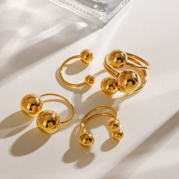 Wholesale Stainless steel gold ball ring fashion ring for women simple and elegant