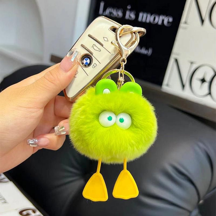 Wholesale Cute little furry ball car keychain pendant plush book bag pendant