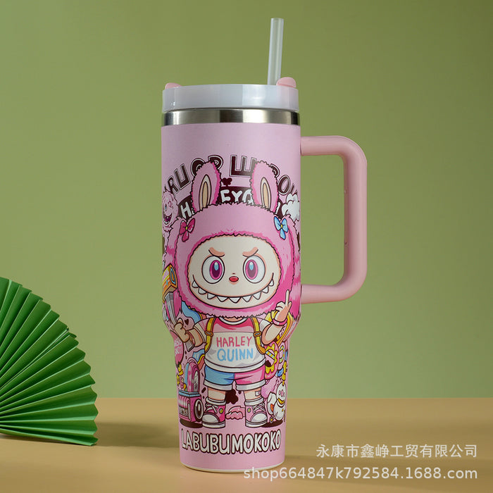 Wholesale 40oz Stainless Steel Thermal Insulation Cup Cartoon Car Cup with Handle and Straw