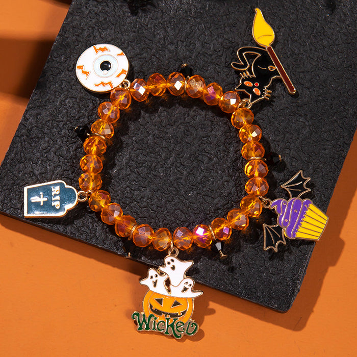 Wholesale  Element Bracelet Pumpkin Skull Ghost Cat Bat Painting Oil Color Bracelet