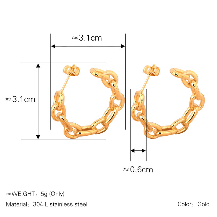 Wholesale Personality Chain Links C-Shaped Earrings