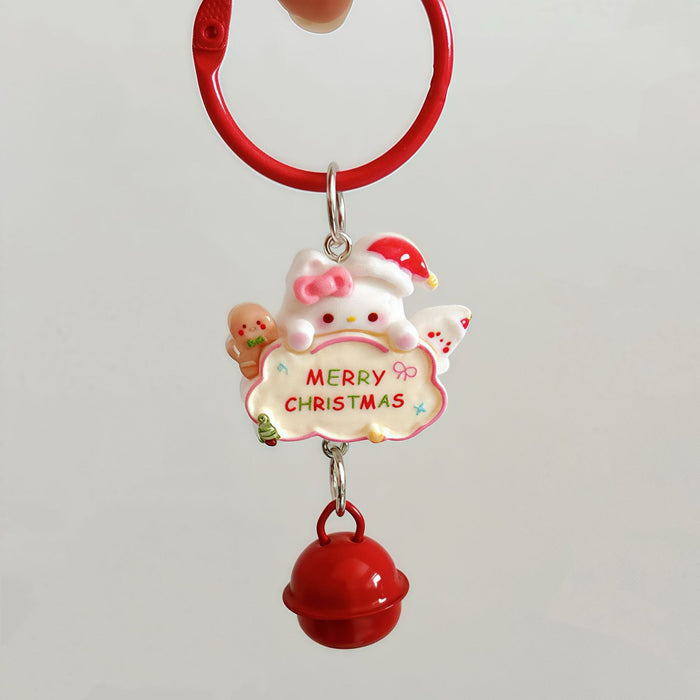 Wholesale Cartoon Cat Christmas Design Resin Keychain Bell Charm Cute Bag Charm Gift