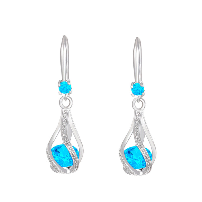 Wholesale Zircon Water Drop Earrings with Female Personality and Charm, Hollow Rotating Crystal Earrings