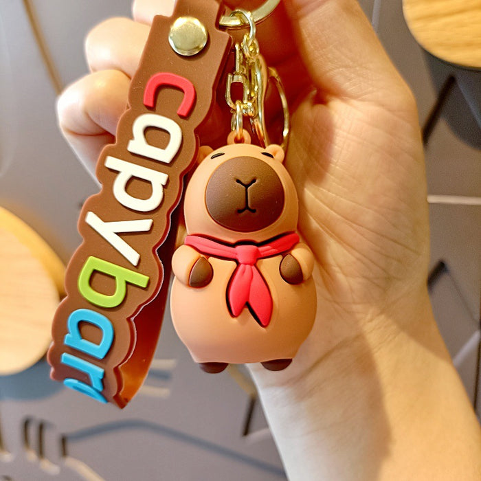 Wholesale Cartoon Keychain Internet Celebrity Cute Capybara Doll Children' s School Bag Pendant Car Key Chain Accessories