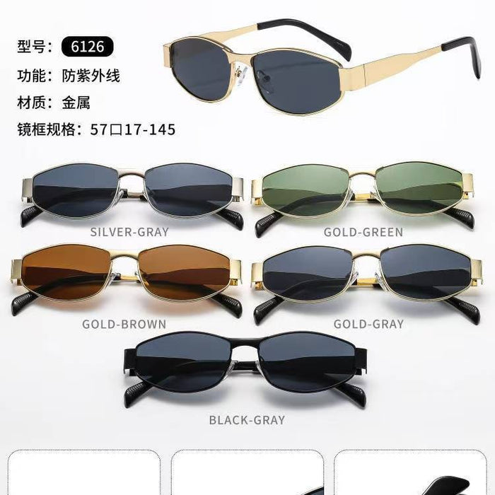 Wholesale New retro fashion oval frame sunglasses, personalized metal street photography, UV resistant sunglasses