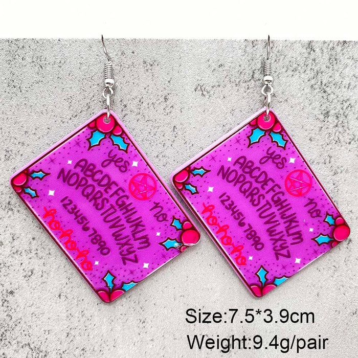 Wholesale Double-sided acrylic earrings Pink Christmas  pendant earrings