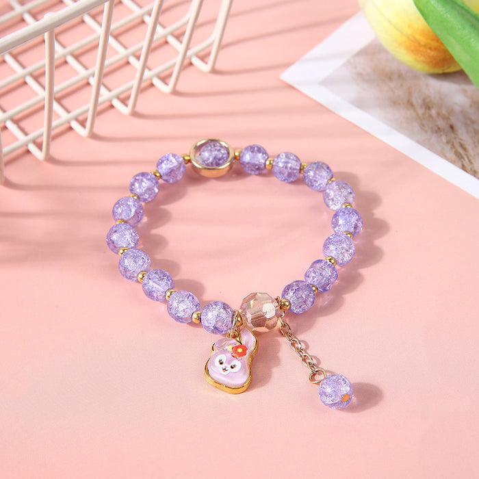 Wholesale Crystal bead bracelet cartoon pendant bracelet cute colored glass bracelet