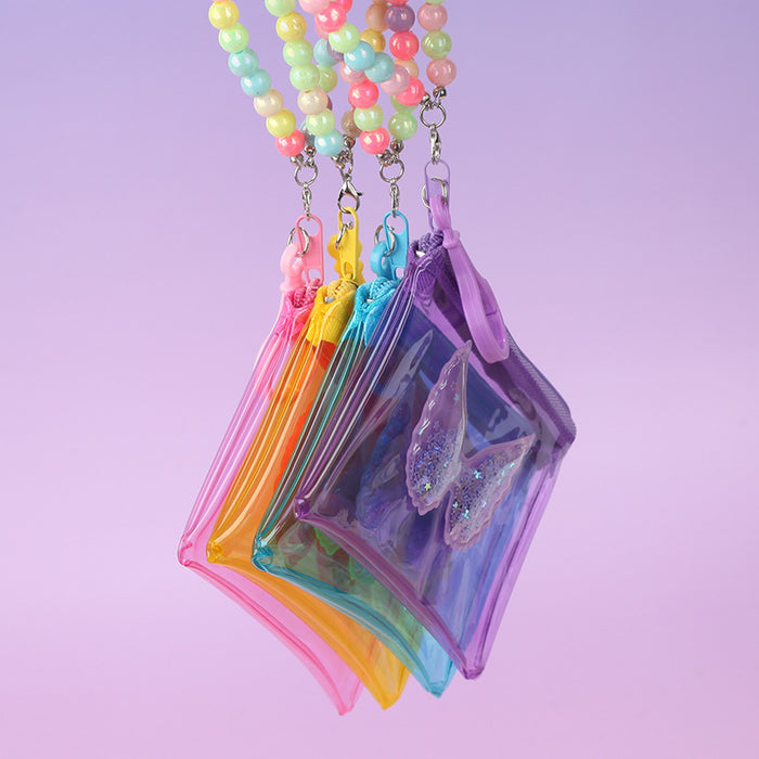 Wholesale PVC Transparent Wings Coin Purse Keychain Bag Charm Unisex Trendy Gift
