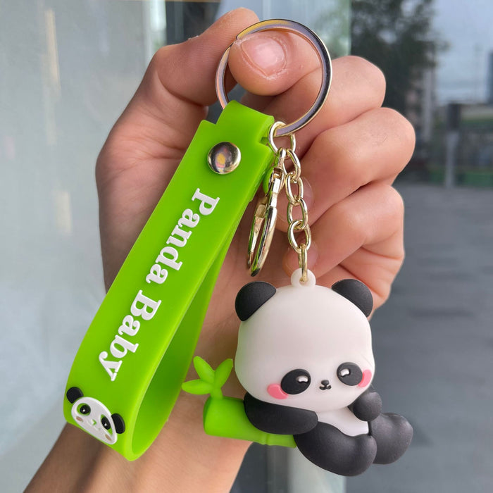 Wholesale Cartoon Bamboo Panda Keychain Bag Pendant Car Keychain Cute Doll Couple Small Gift Wholesale