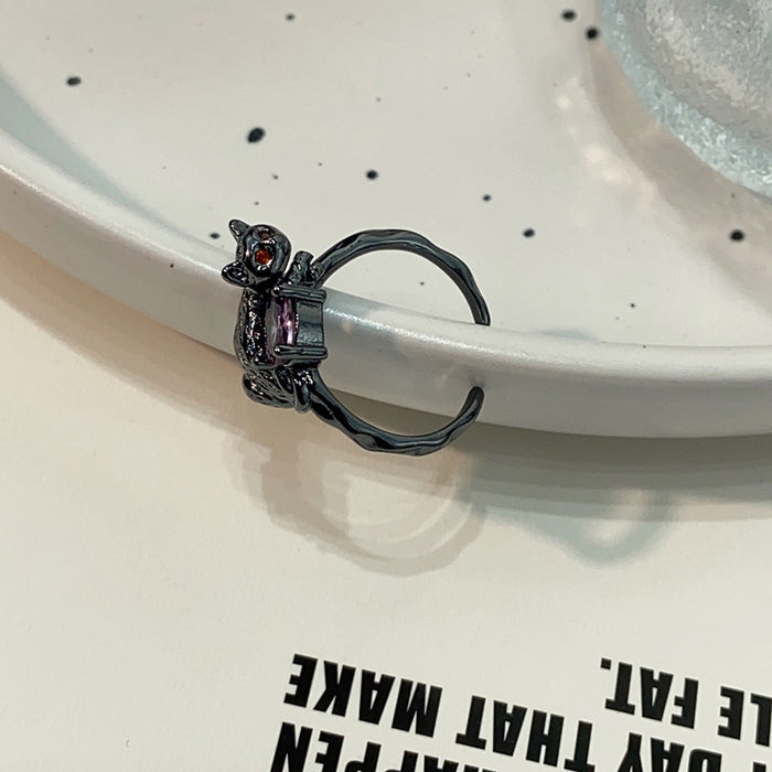 Wholesale Personalized Purple Diamond, Purple Zircon, Butterfly Open Ring, Stacked, Unique Design, High End Accessory Ring