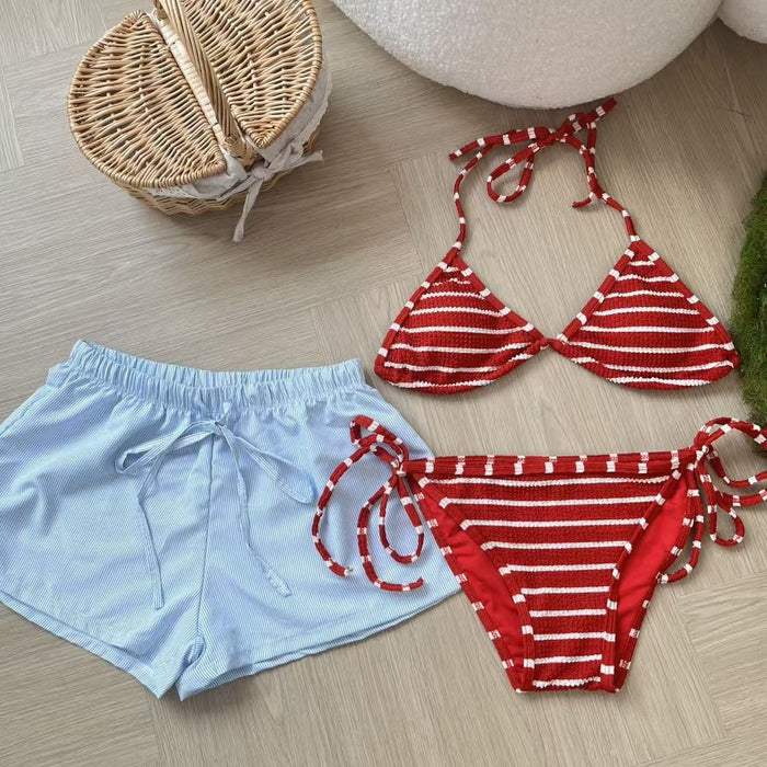 Wholesale Sexy bikini vacation beach loose striped shorts can be worn outside