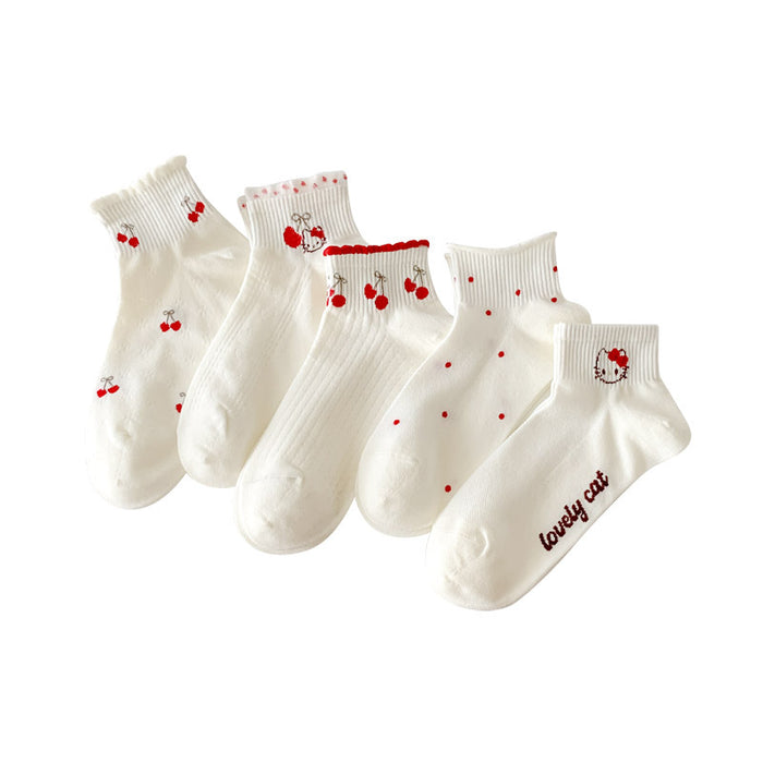 Wholesale Socks, short tube boat socks, combed cotton, college wind flower edge socks