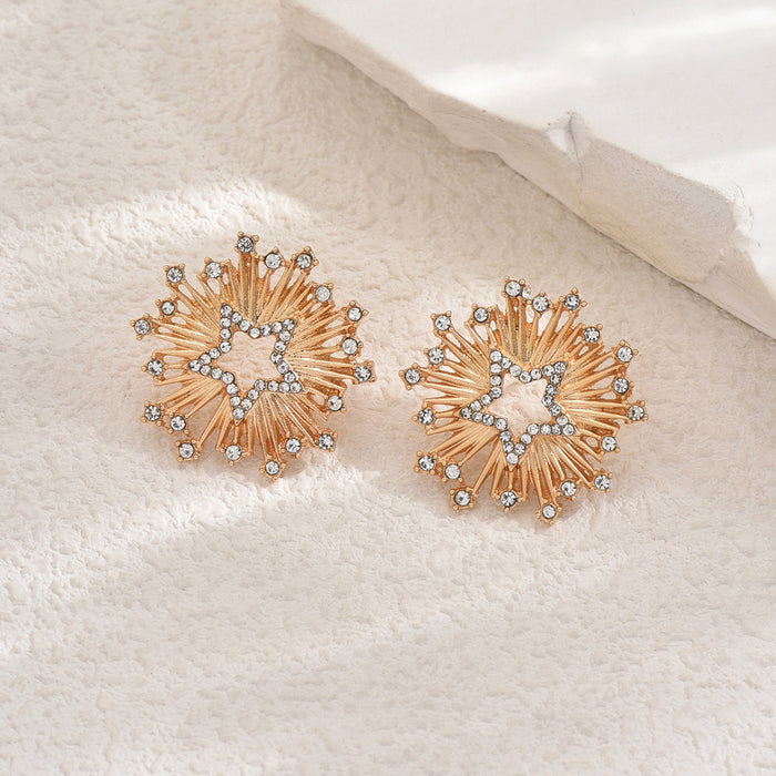 Wholesale Sun eye earrings with niche design, geometric heart earrings, light luxury and high-end star earrings
