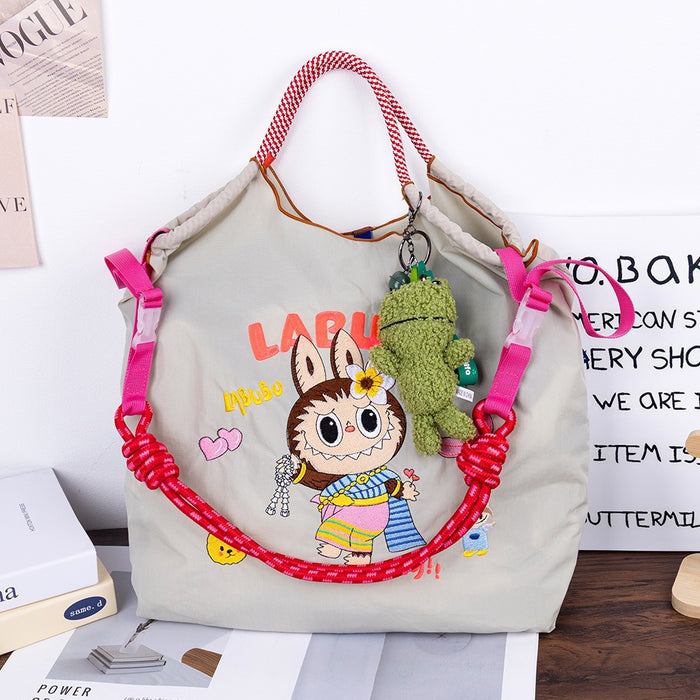 Wholesale Embroidered canvas crossbody bag zipper shoulder bag women' s fashionable handbag