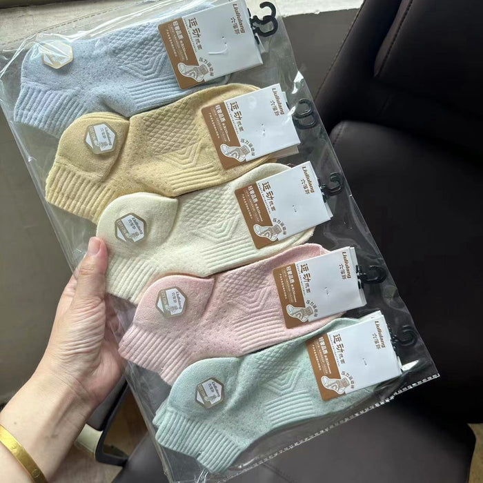 Wholesale Independently packaged thin socks, sweat absorbing and odor proof sports short tube socks, striped cotton socks