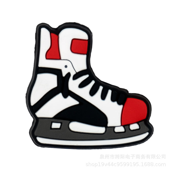Wholesale Cave shoe flower buckle sports classic ice hockey fun cartoon upper PVC drip plastic decorative buckle detachable accessory