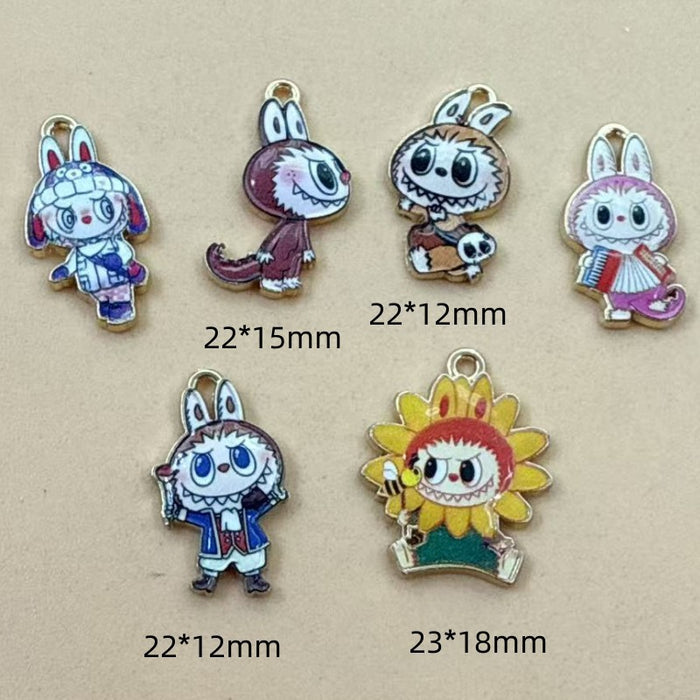 Wholesale 10pcs Cartoon Alloy Printed Oil Drip DIY Bracelet Keychain Pendant