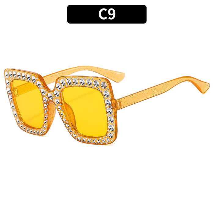 Wholesale Glitter Gold Powder Multi-color Square Rhinestone PC Sunglasses JDC-SG-XIa066