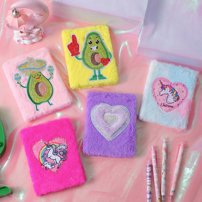 Wholesale Plush Cartoon Notebook Avocado Creative Girl Diary Student Award Prize Handbook Record Book
