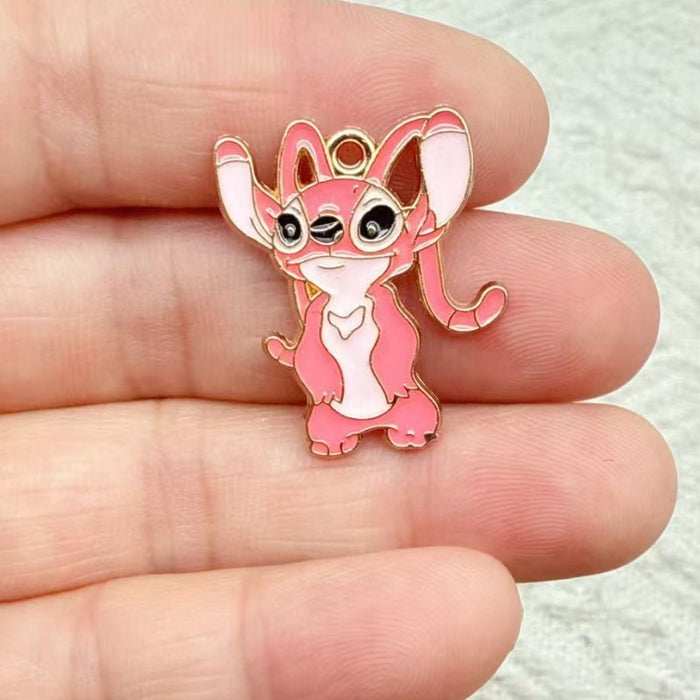 Wholesale 10pcs Cartoon Couple DIY Jewelry Accessories Alloy Enamel Pendant Keychain Earrings