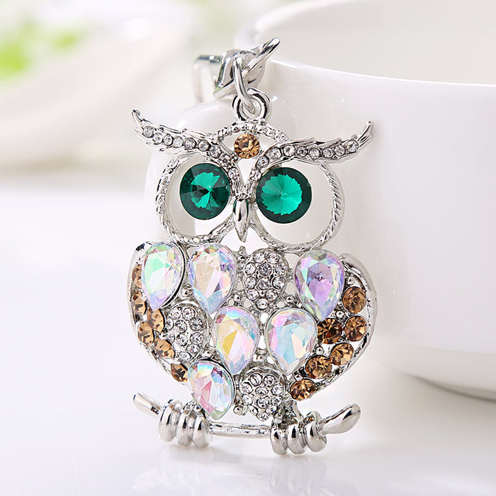 Wholesale Creative jewelry bag pendant alloy diamond shiny acrylic cute owl