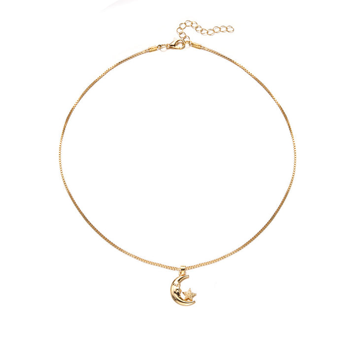 Wholesale Jewelry alloy moon pendant, simple and versatile star necklace