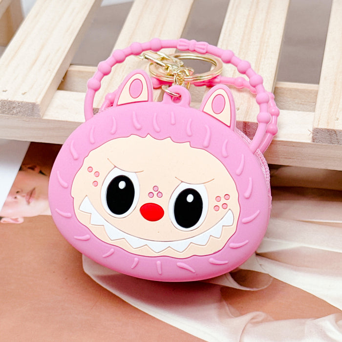 Wholesale Silicone Coin Purse Keychain Portable Round Cartoon Headset Storage Bag Decorative Small Pendant