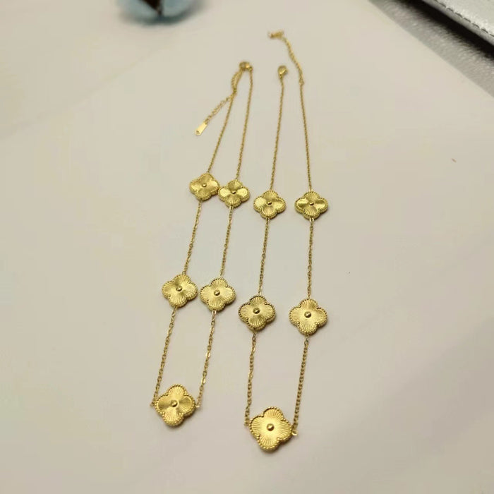 Wholesale 13MM titanium steel 5-link necklace  four-leaf clover necklace