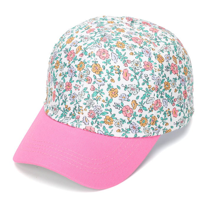 Wholesale Children' s Baseball Cap Floral Print Contrast Color Curved Brim Summer Sun Protection Fashion Accessory