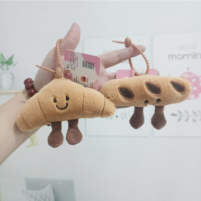 Wholesale Cartoon Baguette Croissant Plush Doll Pendant Doll Bread Keychain School Bag Pendant
