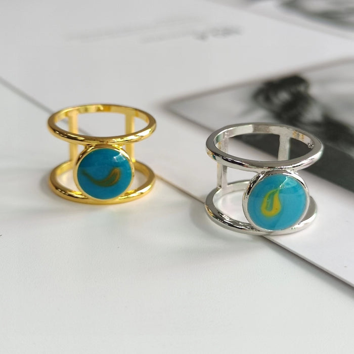 Wholesale Minimalist turquoise ring, niche design, versatile ring, fashionable and popular jewelry