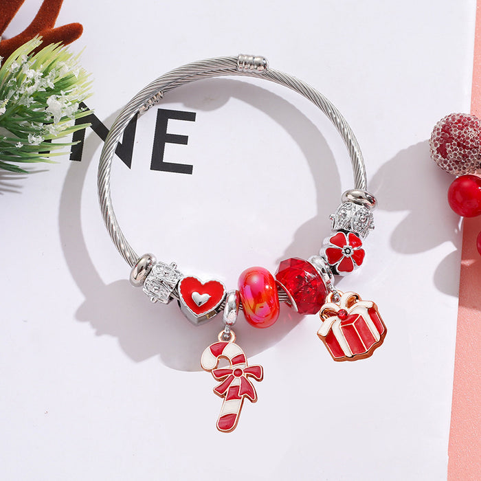 Wholesale Stainless Steel Christmas Bracelet with Tree Snowflake Pendant MOQ≥2