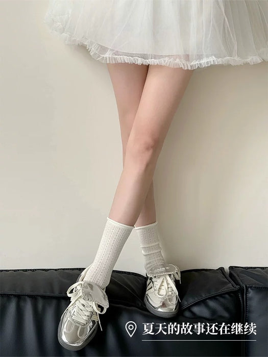 Wholesale Thin socks with hollowed out boneless stacking, simple and breathable, rolled edges for daily wear