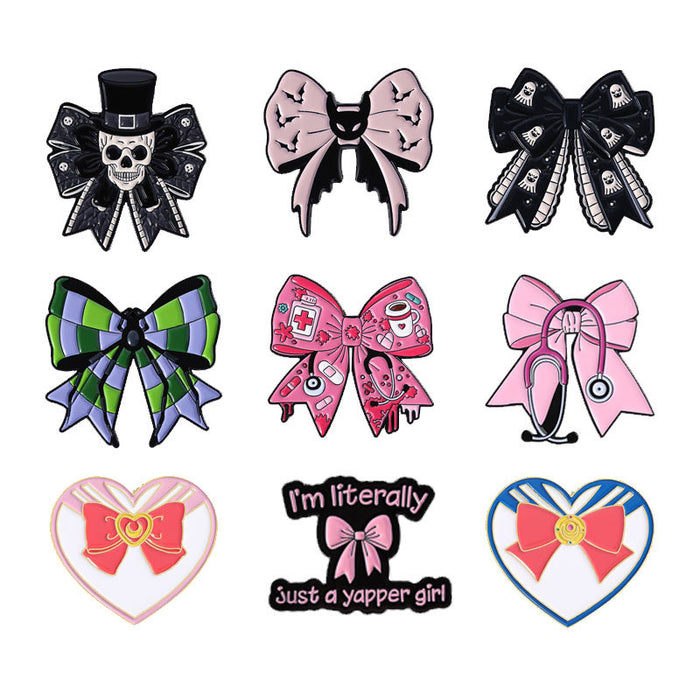 Wholesale Enamel Bow Flower Brooch Pin Set Cute Lapel Badge Party Jewelry Accessory