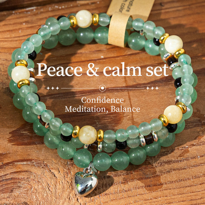 Wholesale Bohemian Heart Stone Bracelet Minority Ethnic Style Multi-layer Stacked Crystal Bracelet