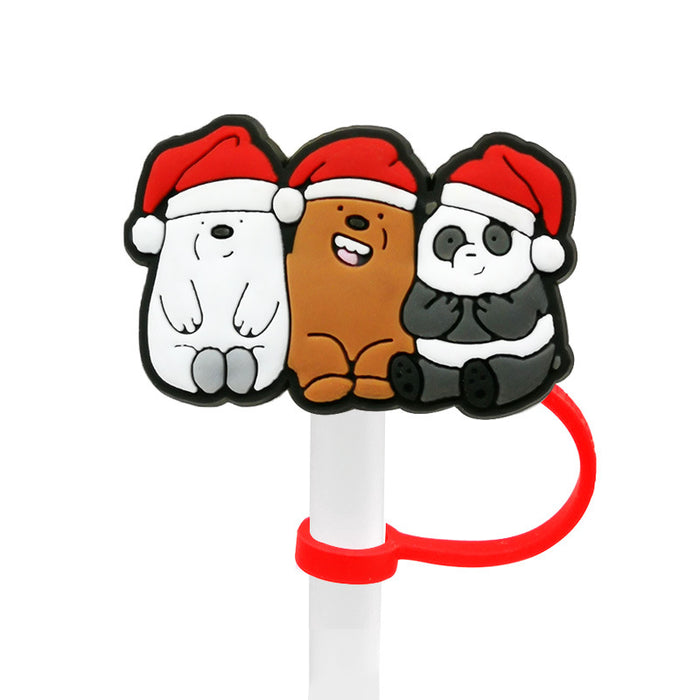 Wholesale Cartoon style straw cover, straw cap, silicone dust stopper, cute anime party straw decoration