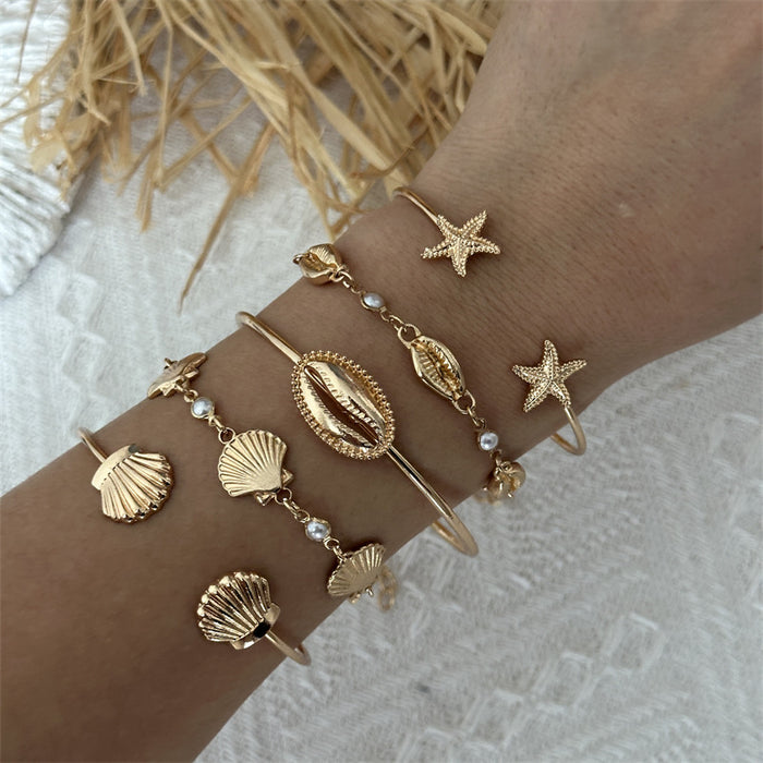 Wholesale Boho Beach Shell Charm Bracelet Set Handmade Resin Beaded