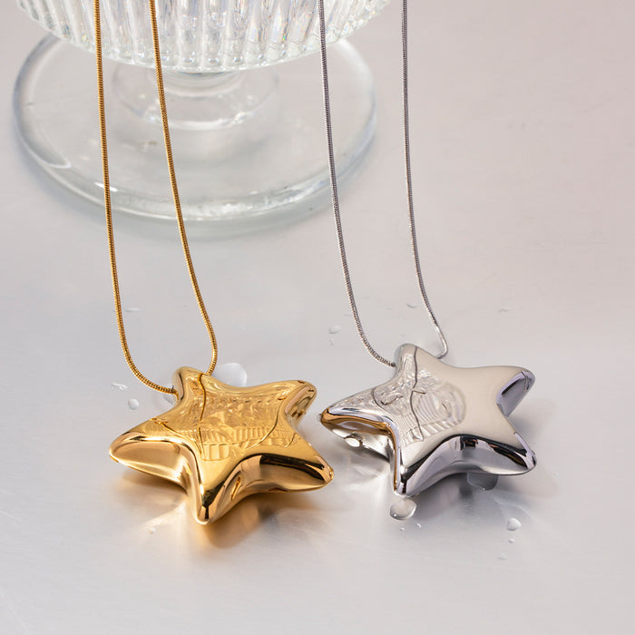 Wholesale 18K Gold Plated Stainless Steel Five-pointed Star Necklace JDC-NE-JD417