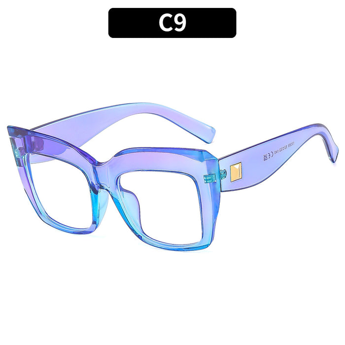 Wholesale Large Frame Anti-blue Light Square Frame Cat Eye PC Sunglasses JDC-SG-XIa087