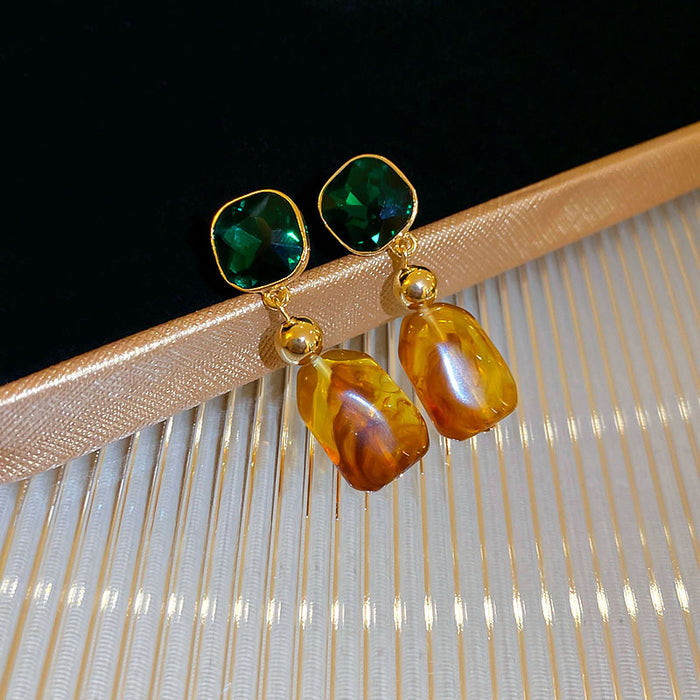 Wholesale  silver needle geometric irregular resin earrings heart earrings