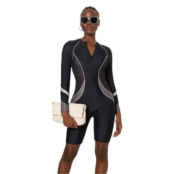 Wholesale Sports swimsuit, long sleeved swimsuit, textured one-piece swimsuit