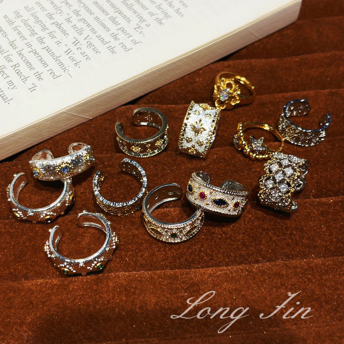 Wholesale Cross Flower Ring Diamond Four-Leaf Clover Ring