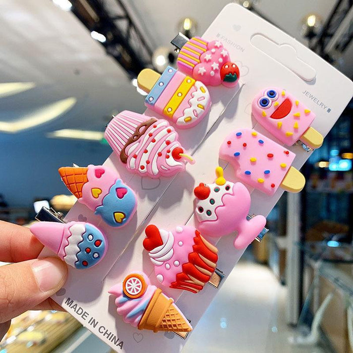 Wholesale Soft Clay Duckbill Hair Clips Mermaid Princess Unicorn Set for Baby Kids Hair Accessory