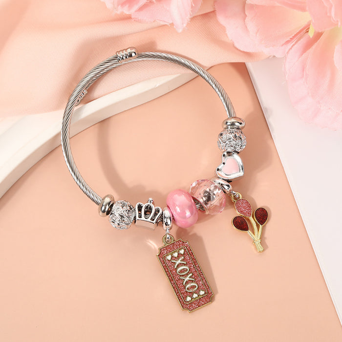 Wholesale Crystal bead stainless steel bracelet