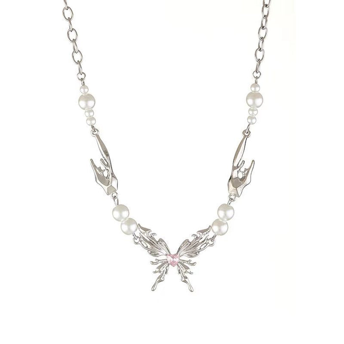 Wholesale Butterfly Wings Pearl Necklace JDC-NE-YanH007